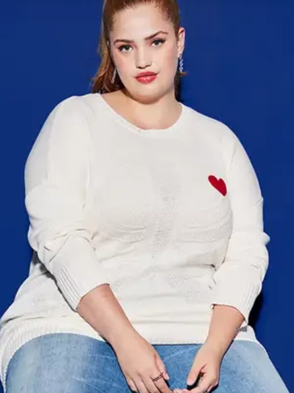 Torrid Lovesick Plus Size Skeleton Stitch Rib Cage Heart Pullover Sweater